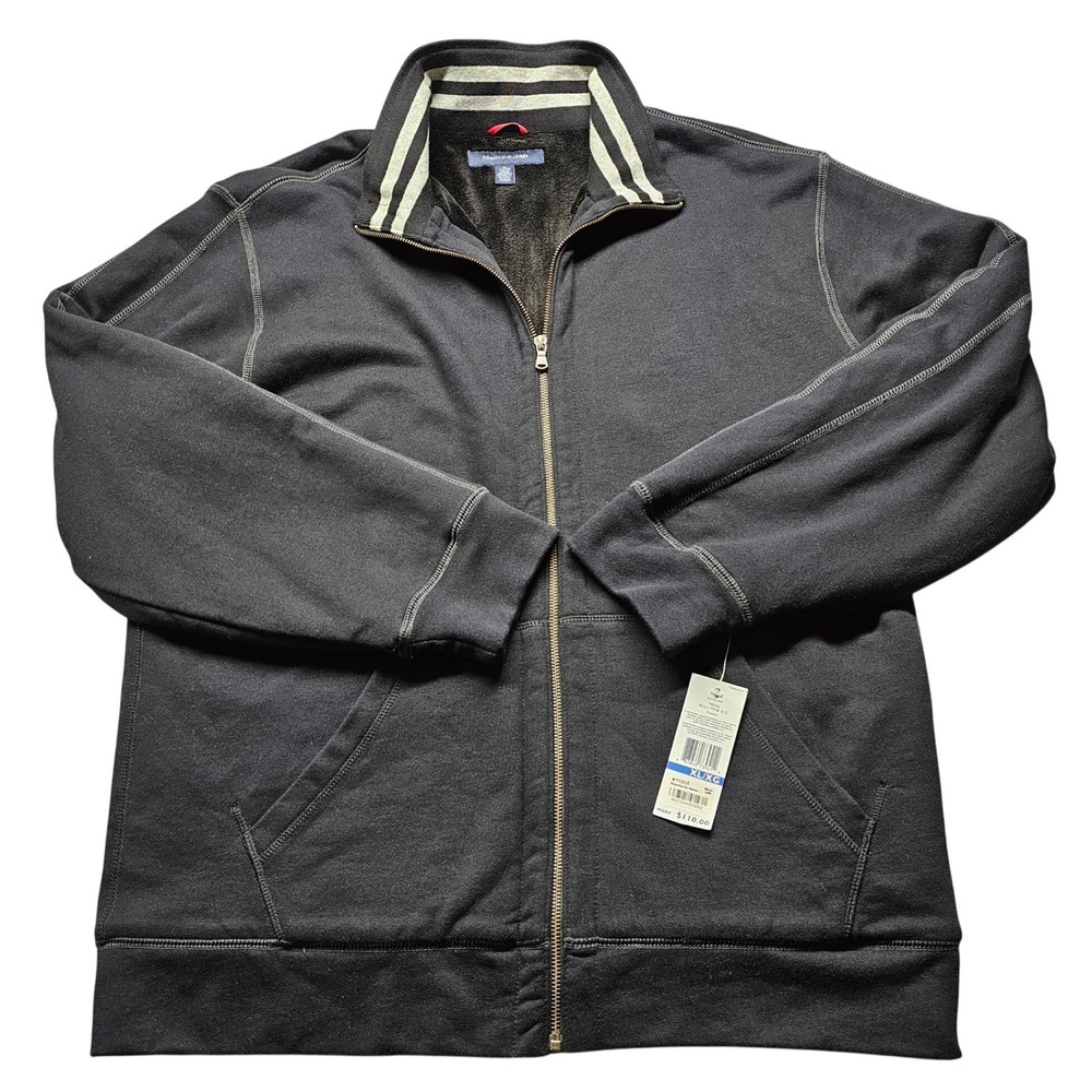NWT Tommy Hilfiger Full Zip Sweatshirt Mens‎ XL Black Mock Neck Faux Fur Lined